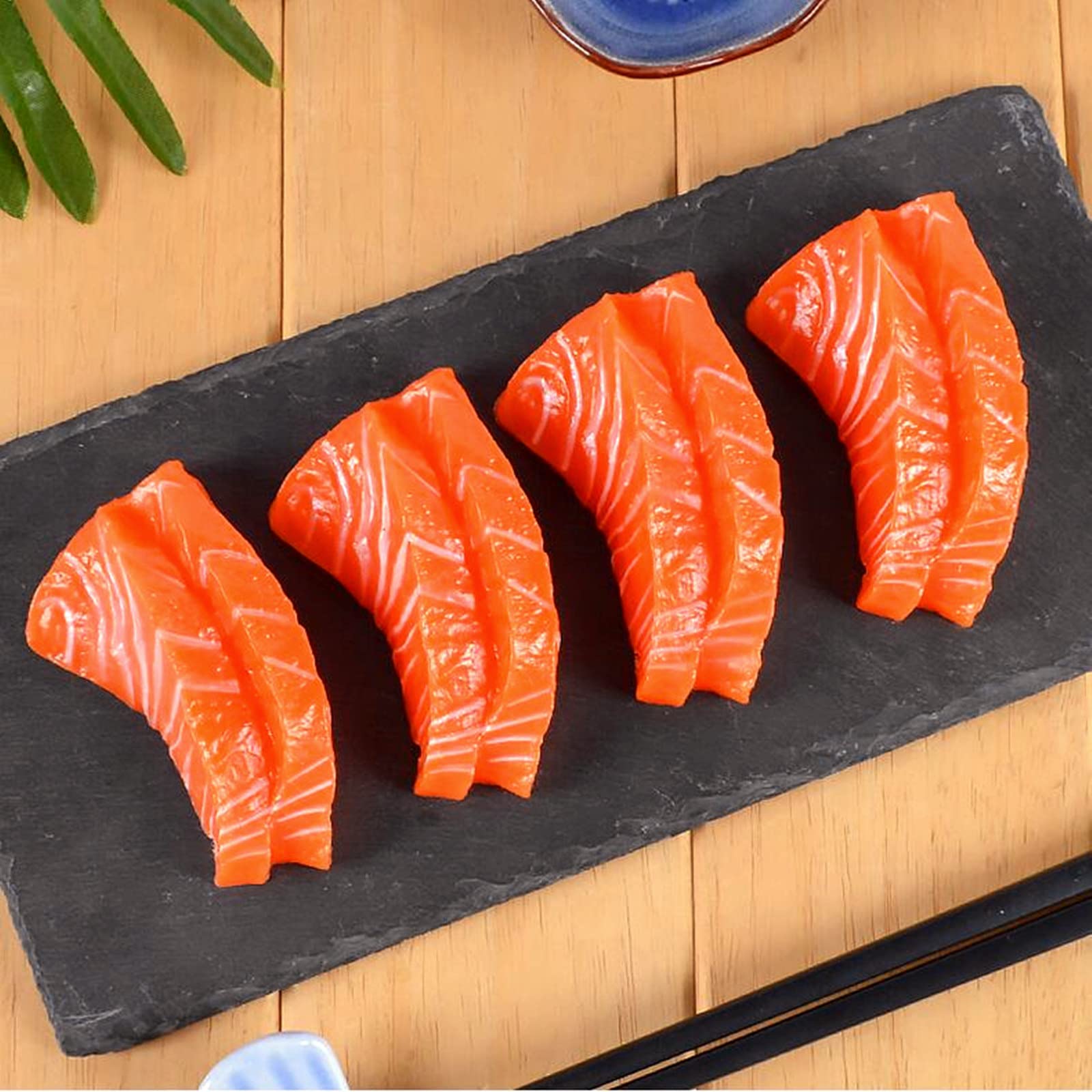 LONG XIN SERIES 6 Stck knstliche Lachs-Scheiben, knstlich, lebensecht,  Lachs-Scheiben, Fisch-Futter-Modell fr Zuhause, Kche, Schrank, ...