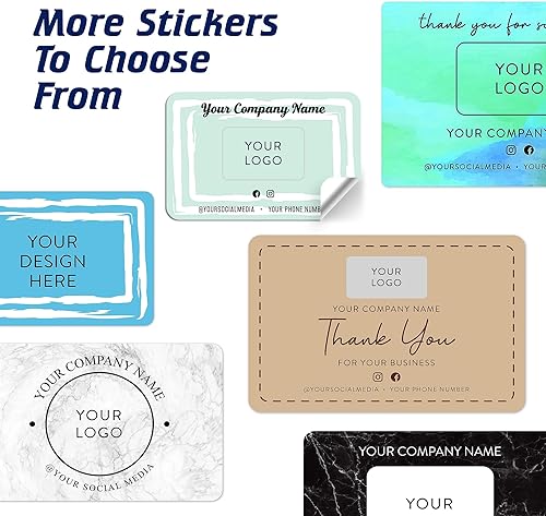 Vista 28 de DayStar Custom Signs & Design, Paquete de 60 calcomanías rectangulares personalizadas de vinilo personalizadas para logotipo de pequeñas empresas