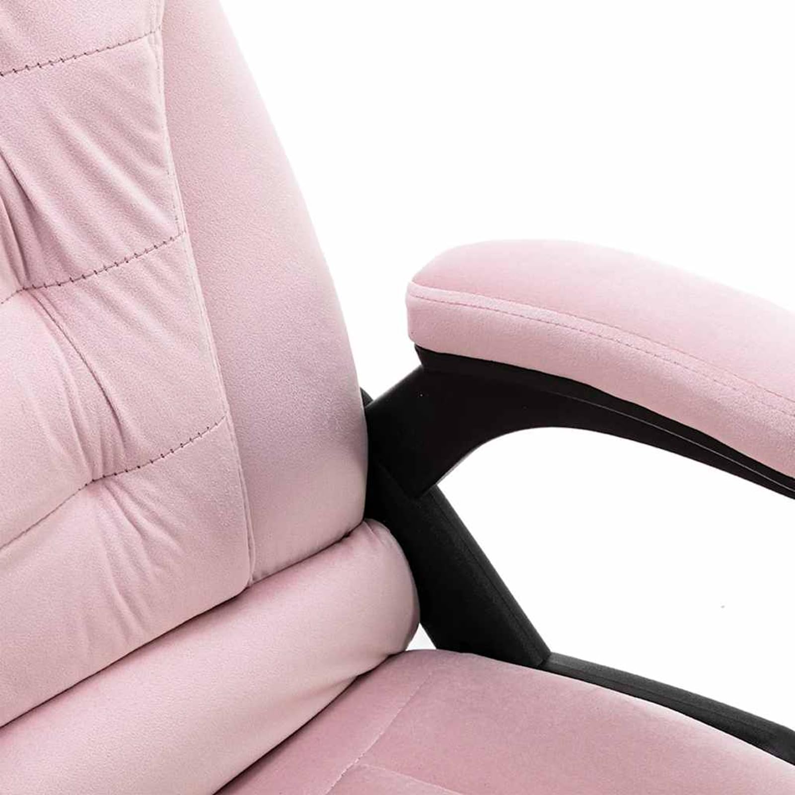 Sedia da ufficio massaggiante ergonomica con massaggio per schiena e seduta, funzione riscaldante, velluto rosa, portata 110 kg, per adulti in ufficio