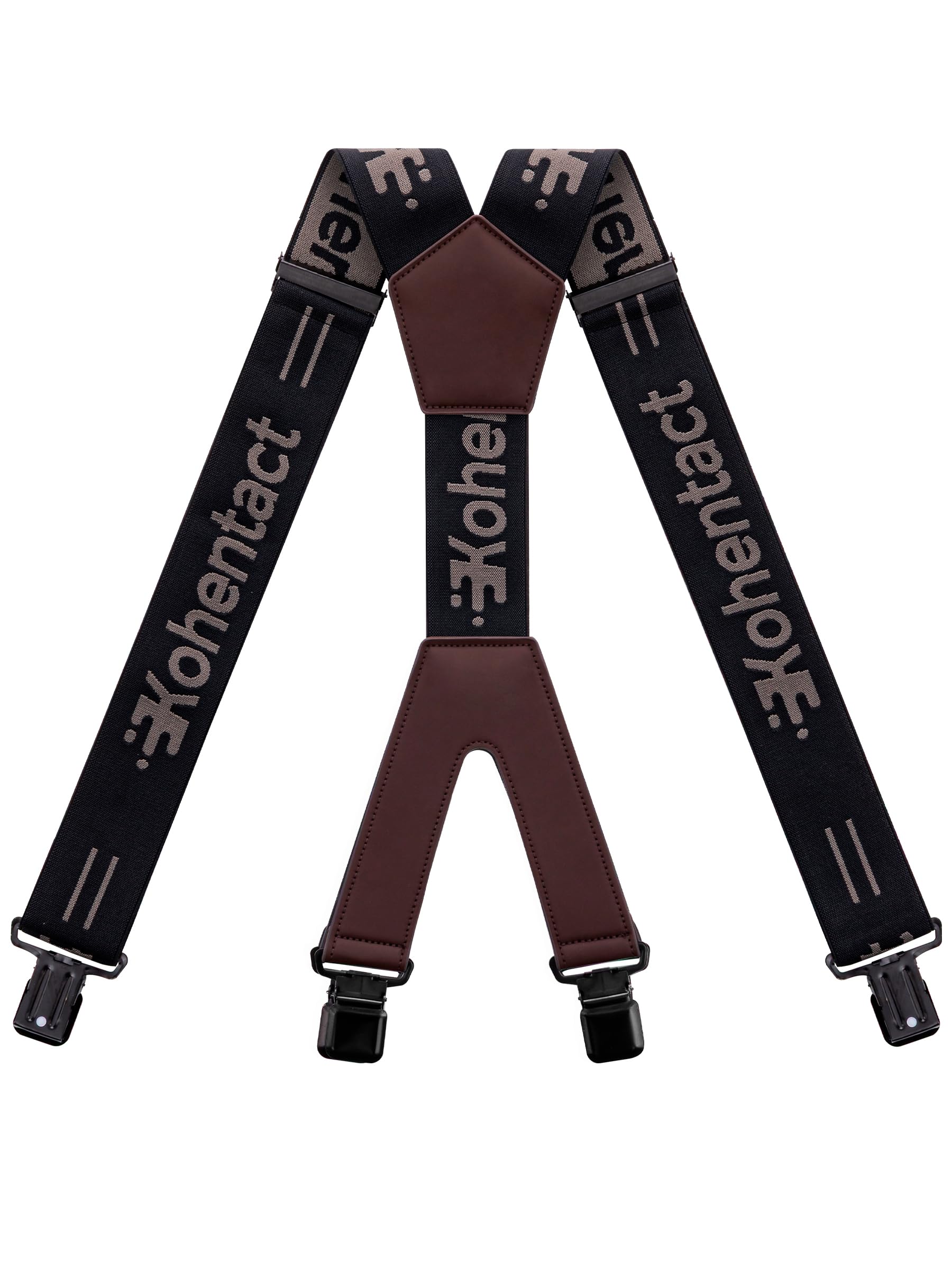 Men’s Industrial Strength Suspenders 2-Inch Wide X-Back Heavy Duty Braces Strong Metal Clips, Elastic Adjustable