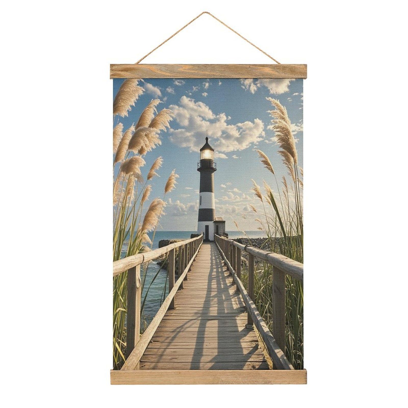 VstaDank Beacon Poster with Wooden Frame Hanger Art Painting Wall Decor Poster Wall Hanging Wooden Frame 13x20 Wood Poster Hanger for Photo Picture Art Canvas Print Artwork