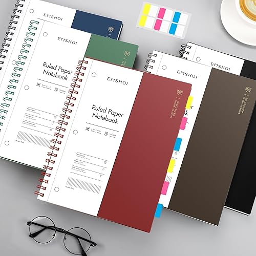 Miniatura 8 de EMSHOI Cuaderno de espiral con rayas universitarias de 8.5 x 11 pulgadas, 300 páginas150 hojas perforadas fáciles de rasgar, papel grueso perforado
