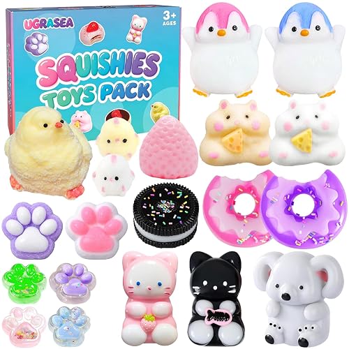 Taba Squishy 21Pack, Fufu Squishies Stress Squeeze Toy Stress Sensory Fidget Toys for Kids , Teens & Adults Party Favors, Birthday Gifts, Graduation Gifts, Christmas Stocking Stuffers