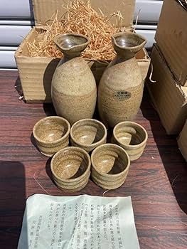 Amazon.co.jp: 笠間焼 徳利 お猪口 セット 陶器 おちょこ 骨董品