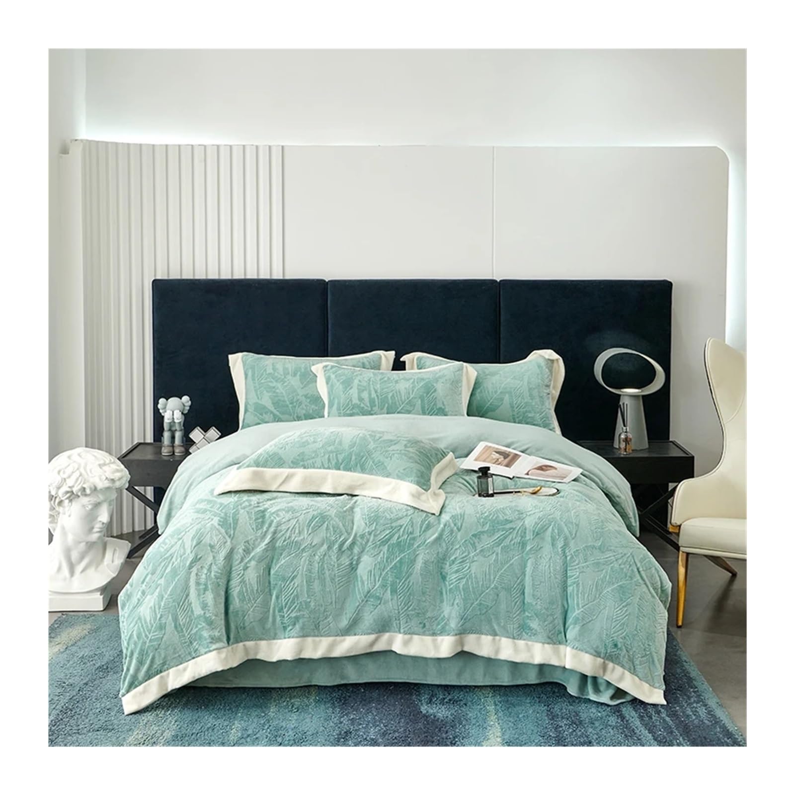 Komplet Pościeli Winter Fleece 4-Częściowy, Rzeźbiony Aksamit, Żakard, Koralowy Aksamit, Poszewka Na Kołdrę, Prześcieradło, Narzuta Na Łóżko, Poszewki Na Poduszki, Kołdr,1,King,Flat