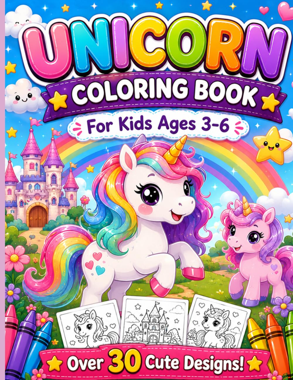 Unicorn Coloring Book for Kids: Fun and Easy Unicorn Coloring Pages for Toddlers and Preschoolers Ages 3–6