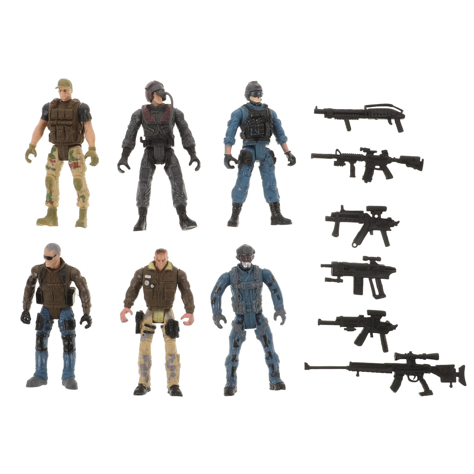 YARNOW 6pcs Movable Action Figures, Special Forces Army Men Soldiers Toy Playset for Kids Boys, Articulated Military War Figures with Gear Accessories, Realistic Combat Models