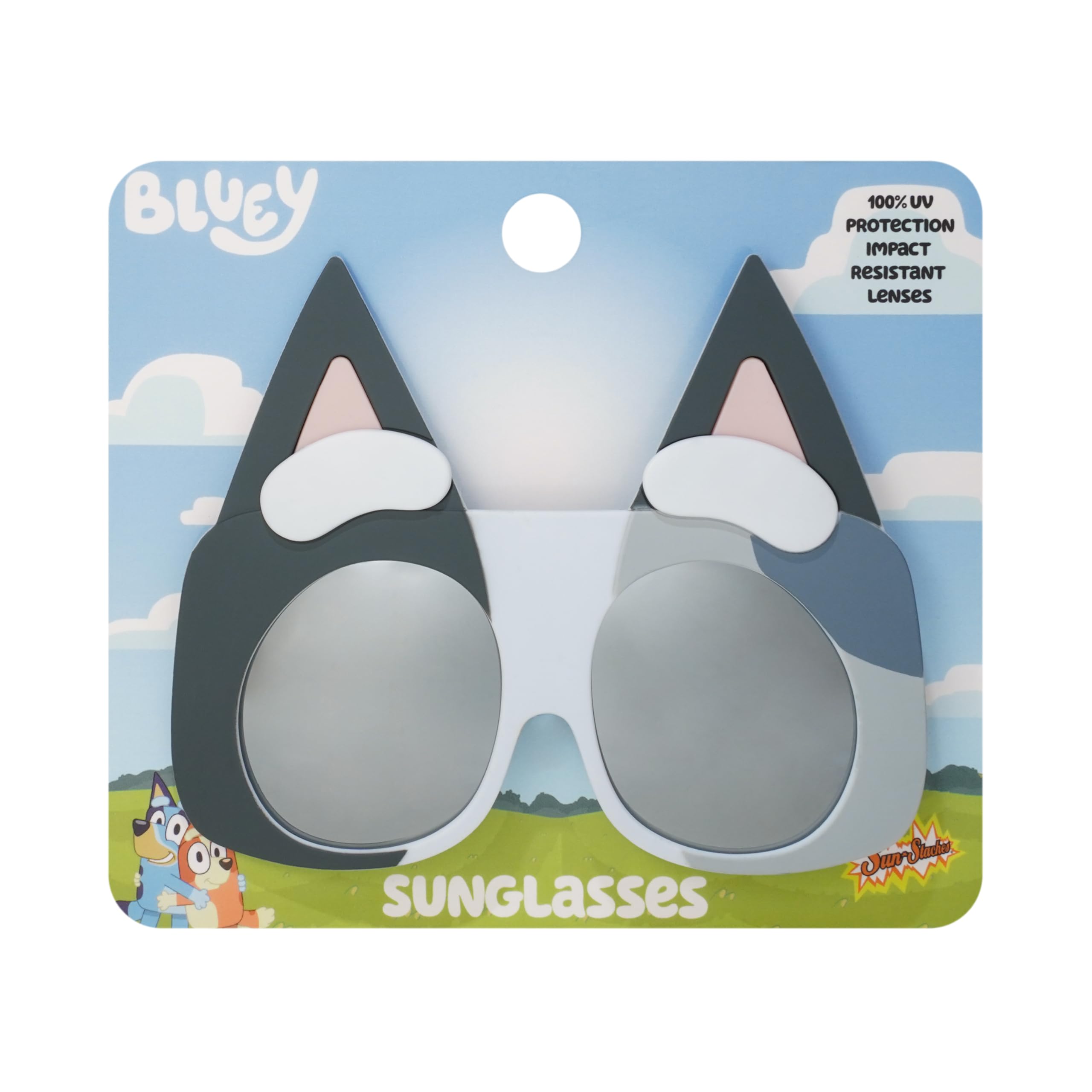 Sun-StachesBluey Official Muffin Heeler Sunglasses for Kids | Bluey Costume Accessory | UV 400 | One Size Fits Most Kids Grey
