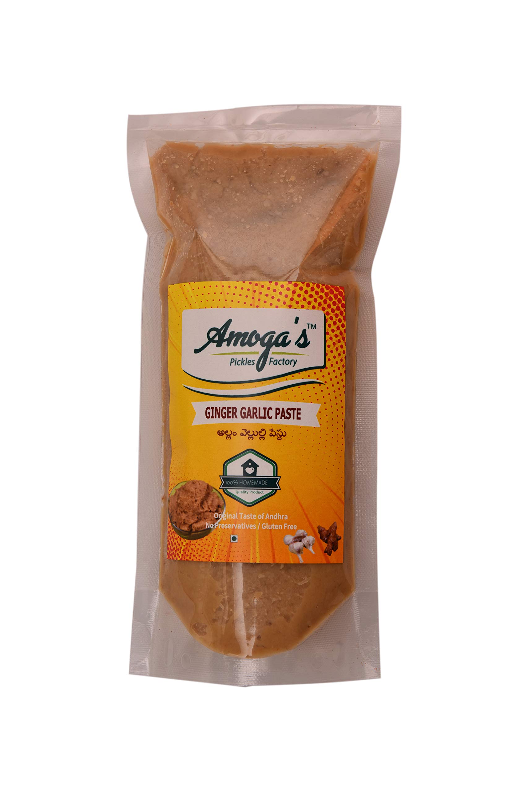 Amoga's Pickles Factory Adrak Lahsun Paste/Ginger & Garlic Paste for Cooking Pure & Natural, 500 gm(Pack of 2 ,250 gm Each) 1