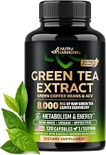 Green Tea Extract Capsules with Green Coffee Beans & Apple Cider Vinegar - Energy & Metabolism Support - Green Tea Supplement 50% EGCG - 20:1 Natural Extract - for Men & Women - 120 Vegan Capsules
