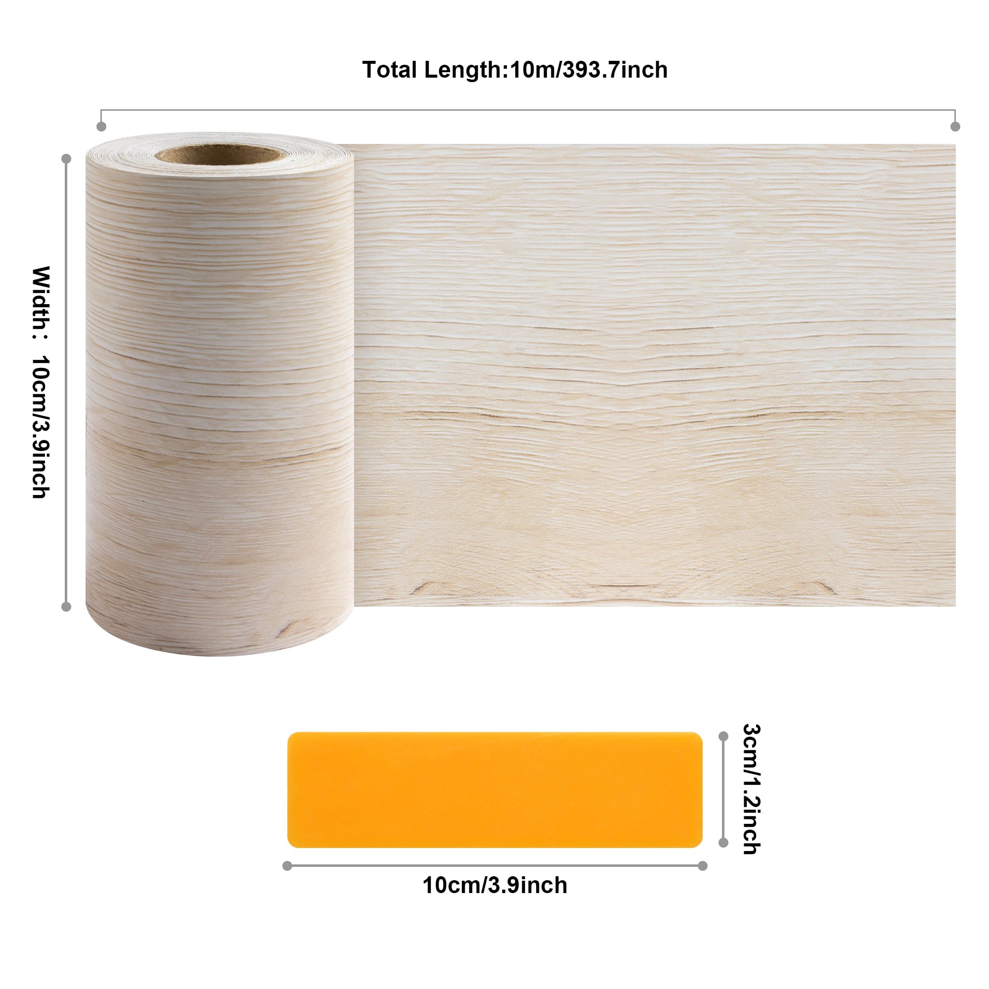Ruban Adhésif De Réparation Grain De Bois - 10 Cm X 10 M, PVC, Pour Tables, Portes, Plinthes - 8