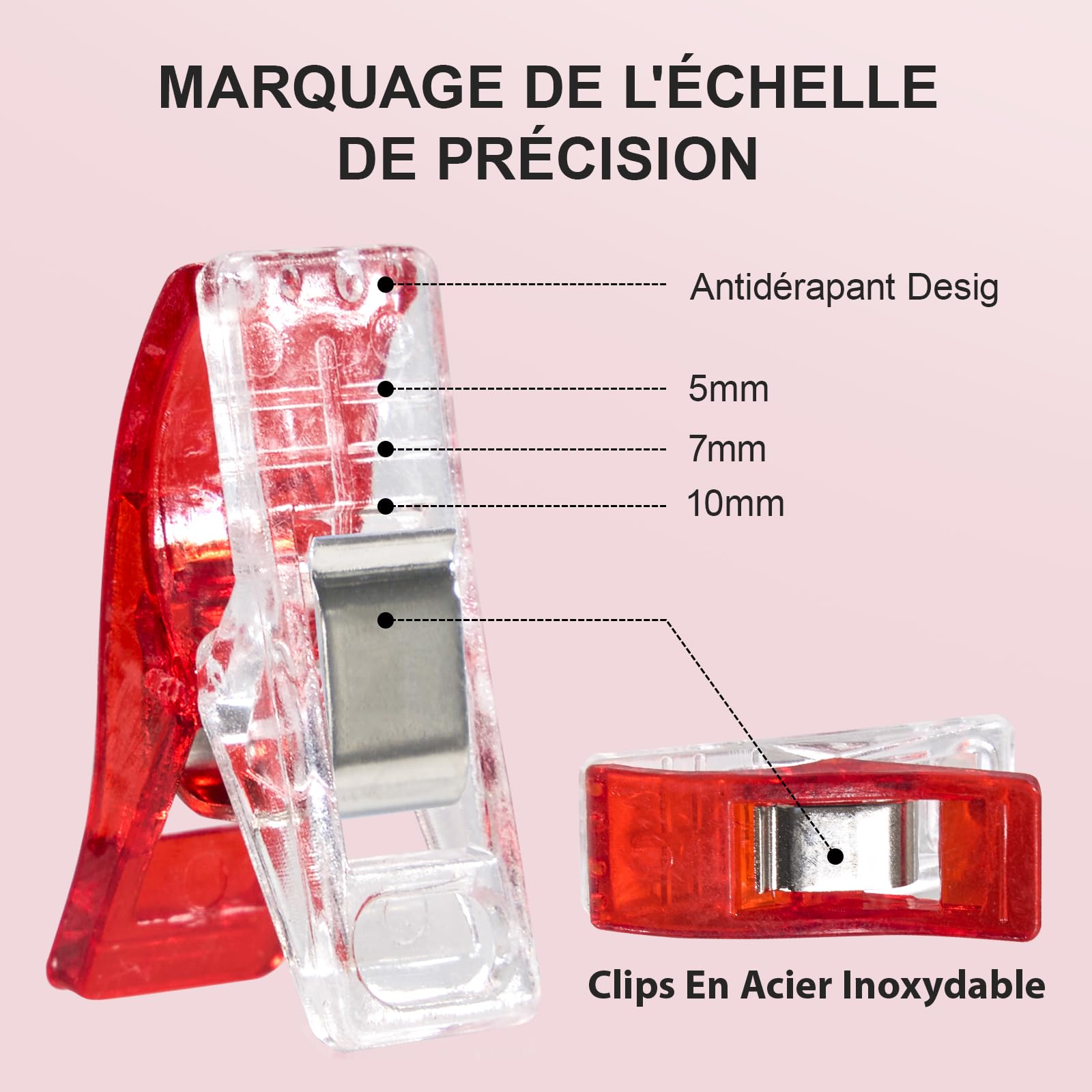 Mollette in Tessuto 100 Pezzi Clip da Cucito in Plastica con Marcature di Misurazione per Trapuntare