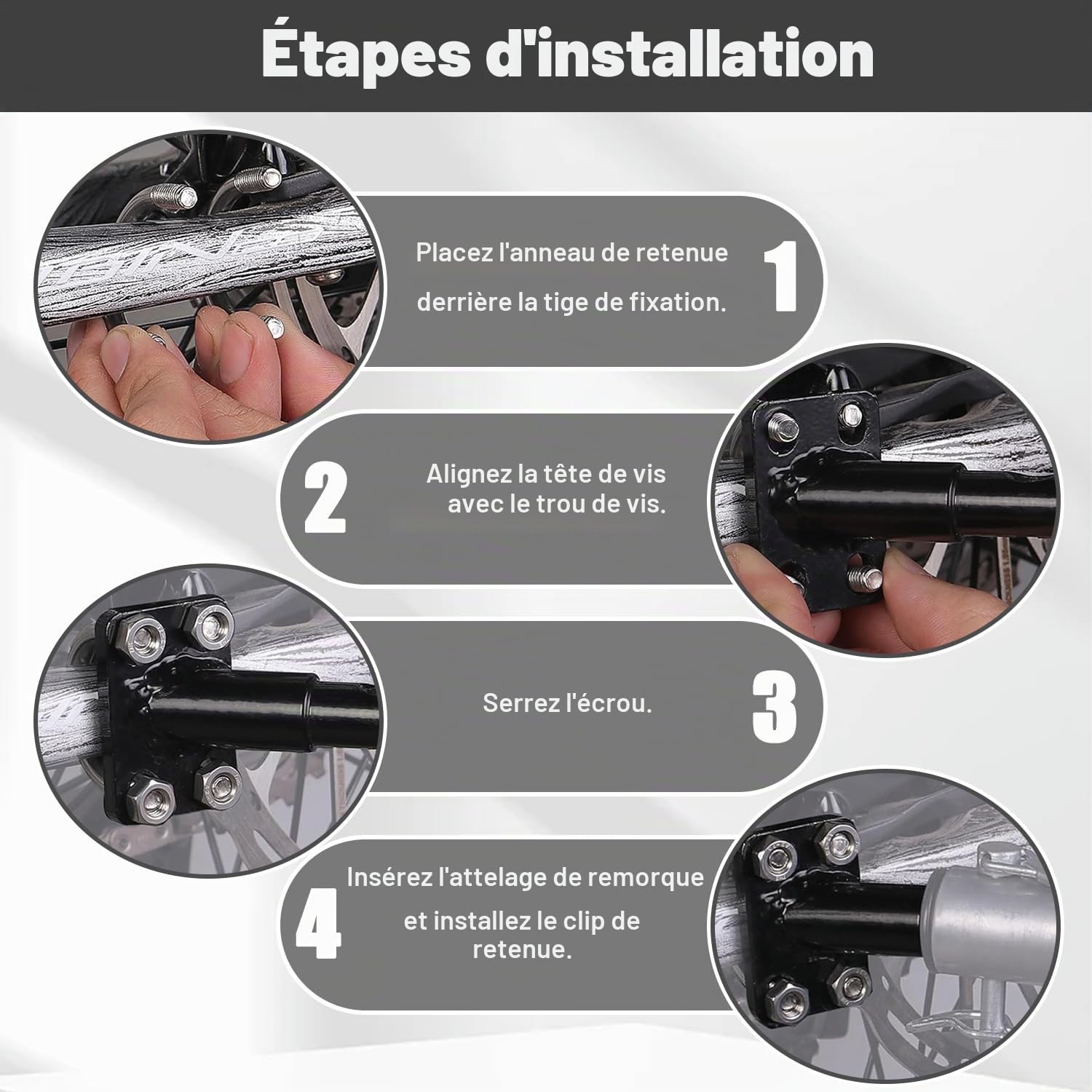 Attelage de Remorque de Vélo Universel Connecteur pour Remorques