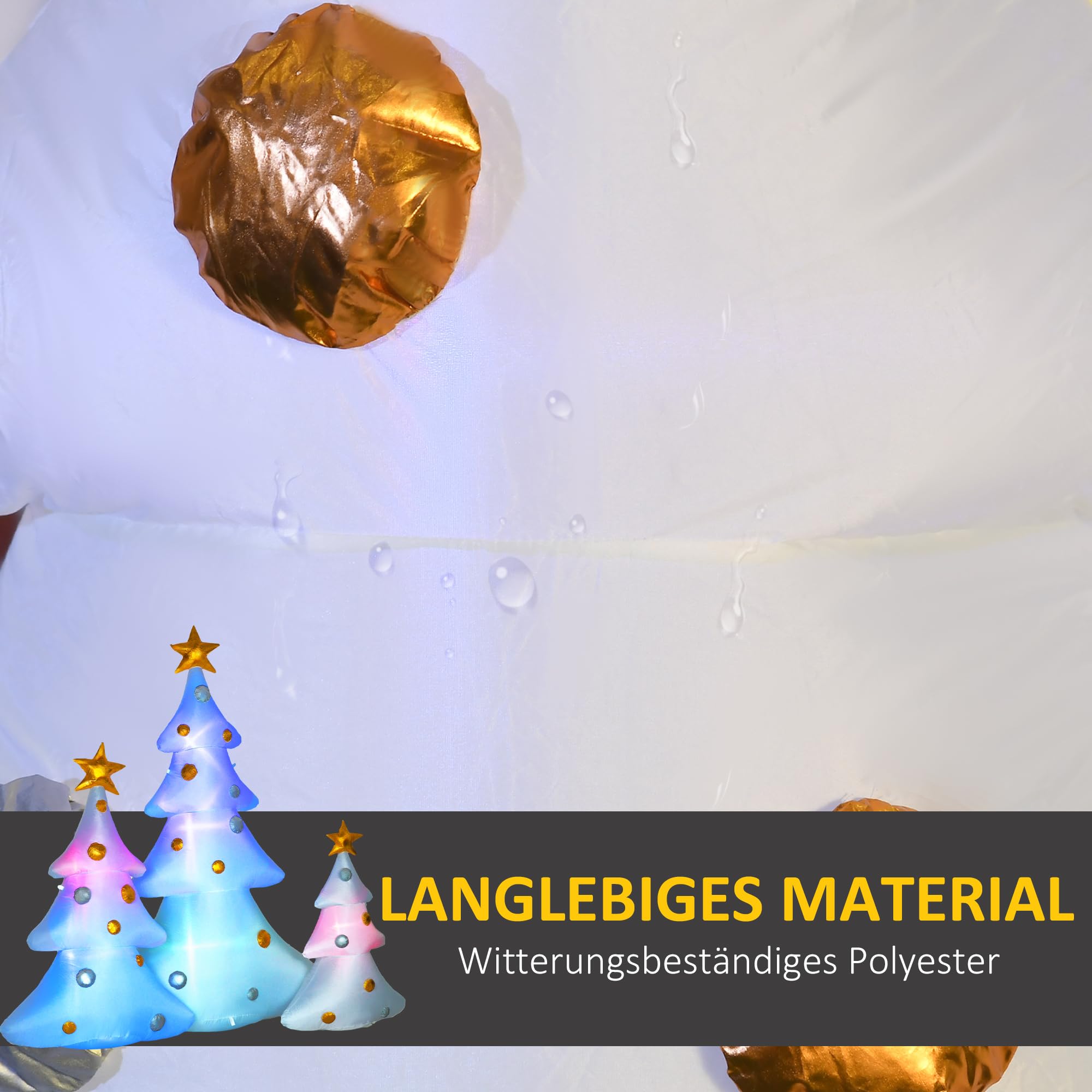 HOMCOM 210cm Aufblasbarer Weihnachtsbaum mit LED-Lichtern 3er Set | Aufblasbare Weihnachtsdeko, Weihnachtsdekoration, Dekoration für Außenbereich, Weihnachten, Hof, Garten, Rasen