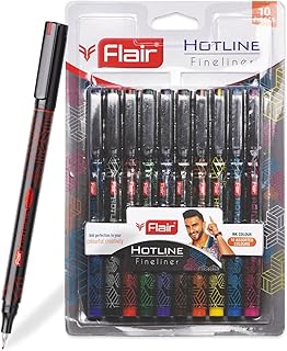 FLAIR Hotline 0.7 to 1 mm Metal Tip Fineliner Pen Blister Pack | Light Weight Body With Comfortable Grip | Ideal For Manda... Price In India
