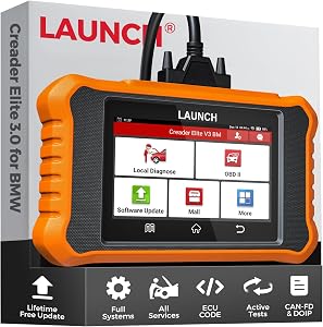 Launch Creader Elite V3.0 for BMW OBD2 Scanner, Full Systems Bi-Directional Scan Tool, All Reset Services, ECU Code, CAN-FD & DOIP, Battery Registration Tool fit for BMW Mini RR, Lifetime Free Update