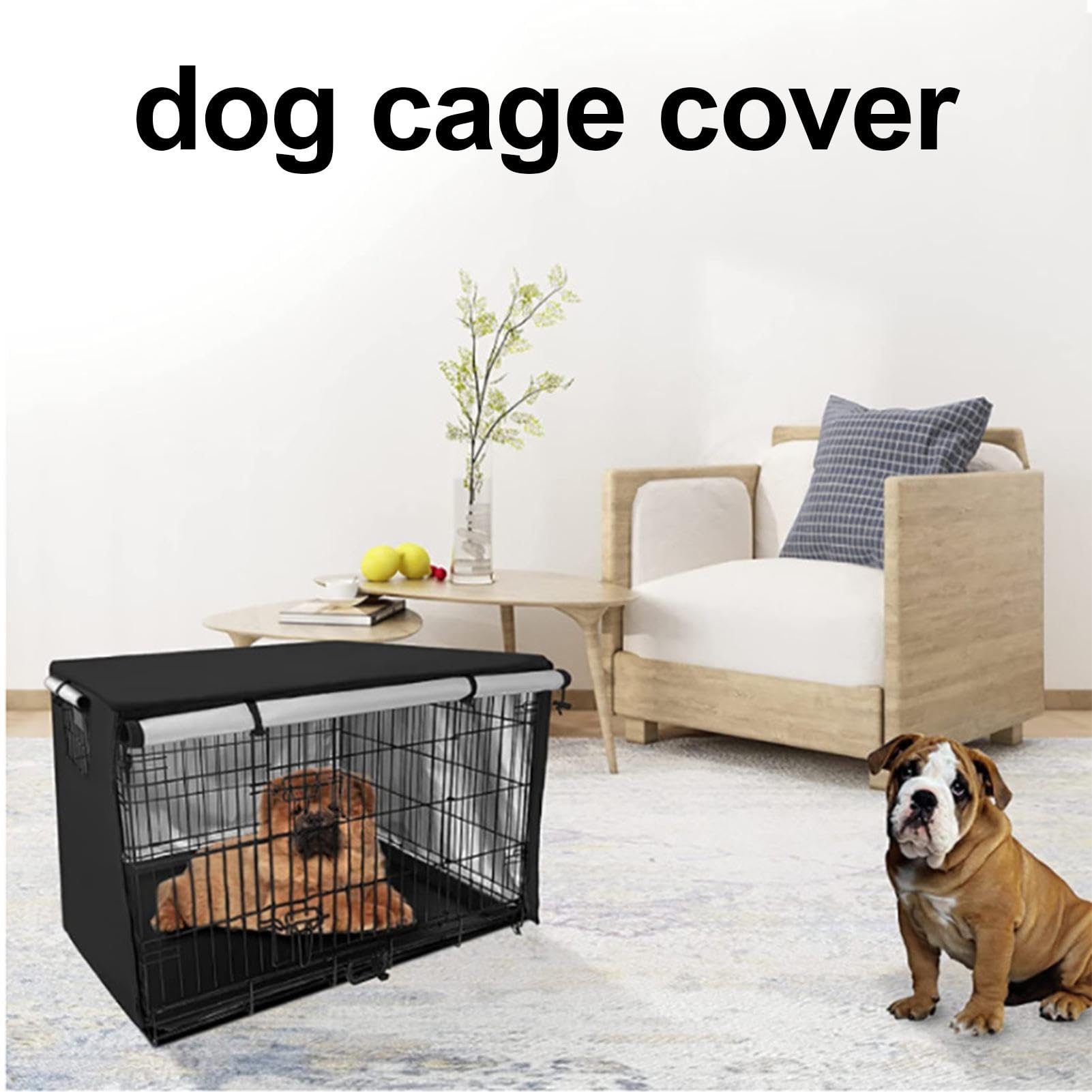 Funda para Jaula de Perro – Funda cálida para Jaula | Todos los Lados Abiertos se Pueden Lavar a máquina y secar en seco, Resistentes al Agua, Anti-UV, para Jaula de Perro de Alambre