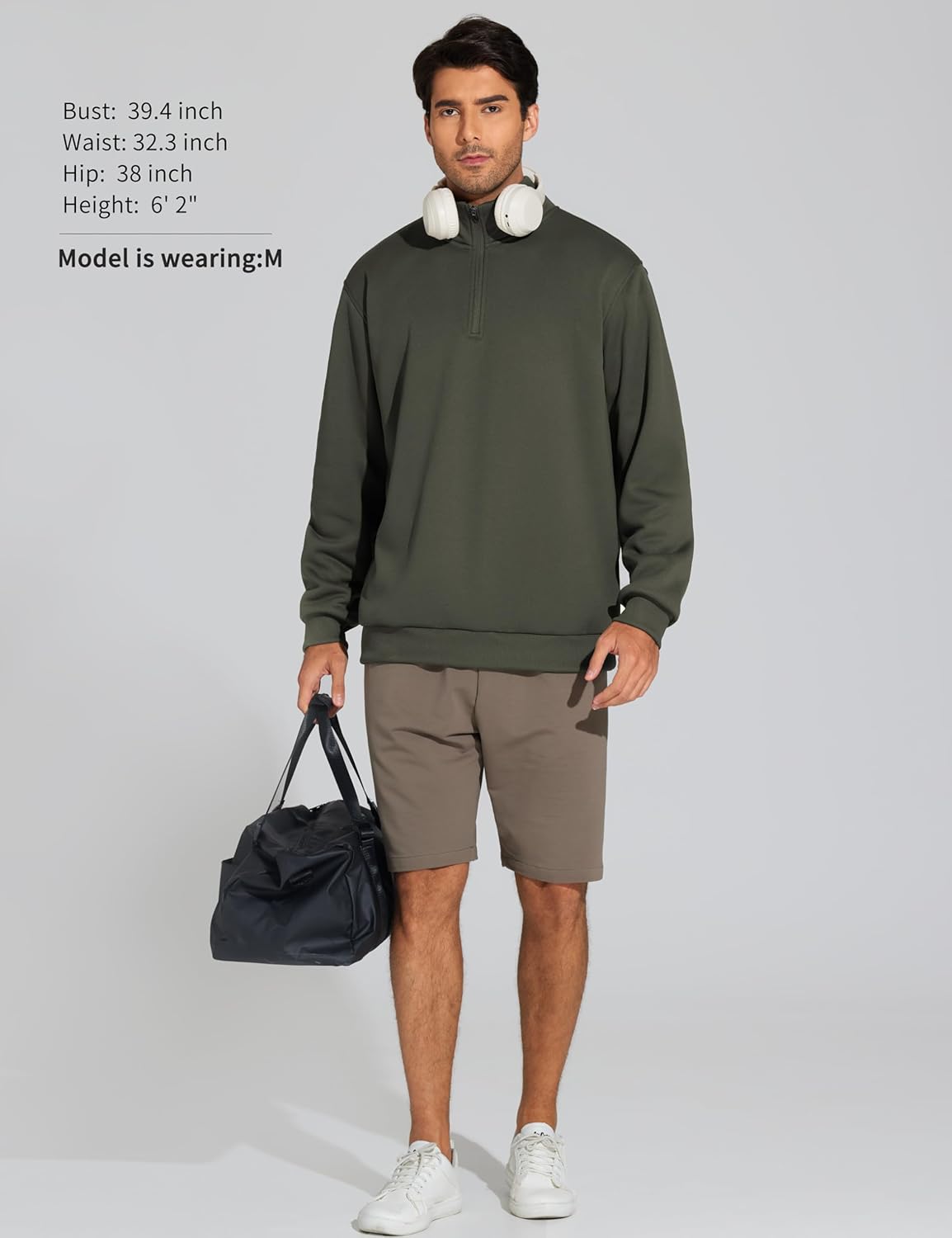 THE GYM PEOPLE Men's Half Zip Sweatshirt Long Sleeve Fleece Pullover Basic Workout Tops - Image 7