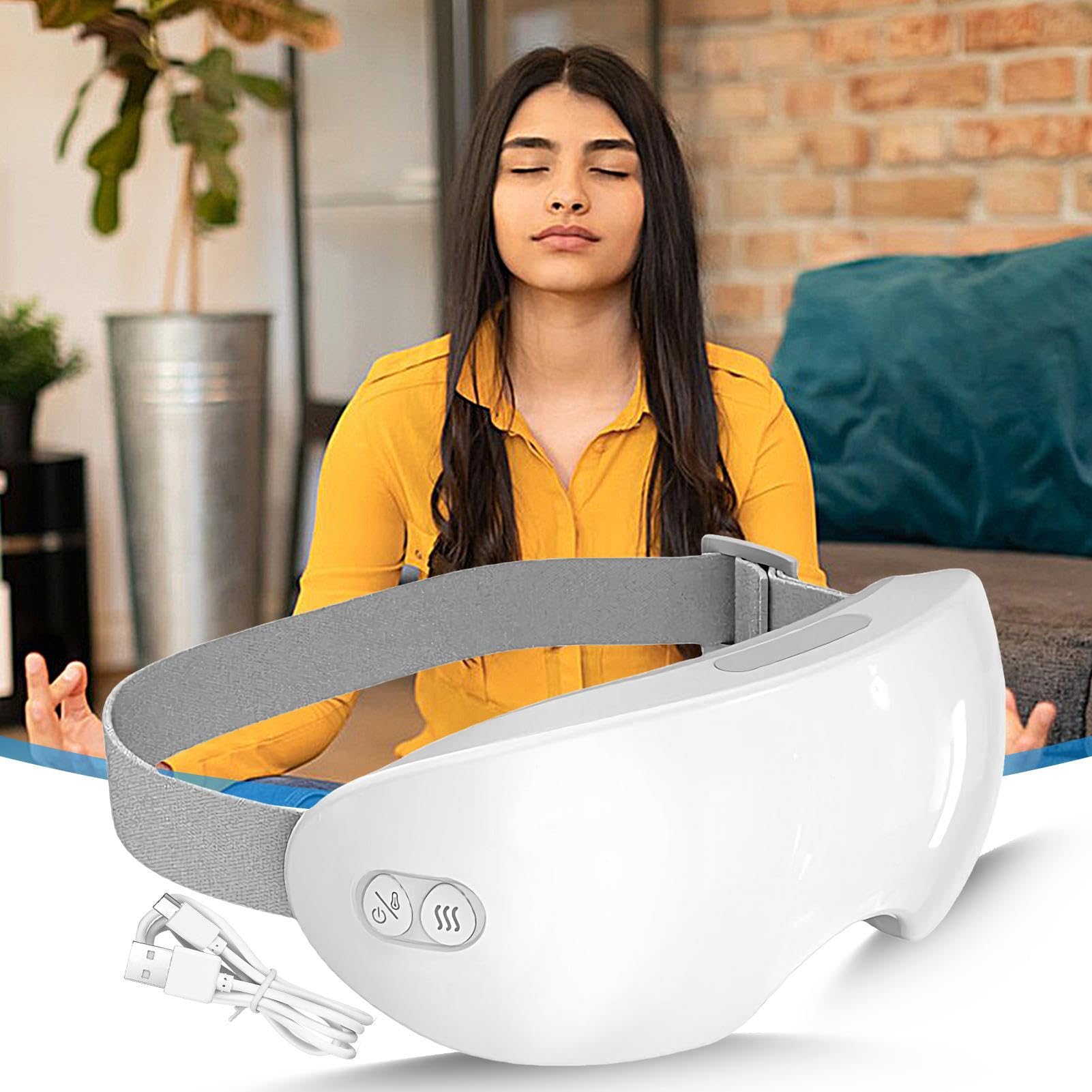 Masque Oculaire Massant Masque Oculaire Thermo-Régulé avec Chaleur | Compresse Chaude Froide Réglable Apaisant Confortable pour Nuit Insomnie Cadeau