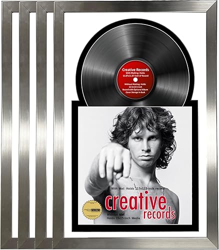 Miniatura 6 de Creative Picture Frames Marco para discos de Jukebox de 16 x 24 pulgadas con acabado de acero inoxidable de 12 pulgadas con doble paspartú blanco y
