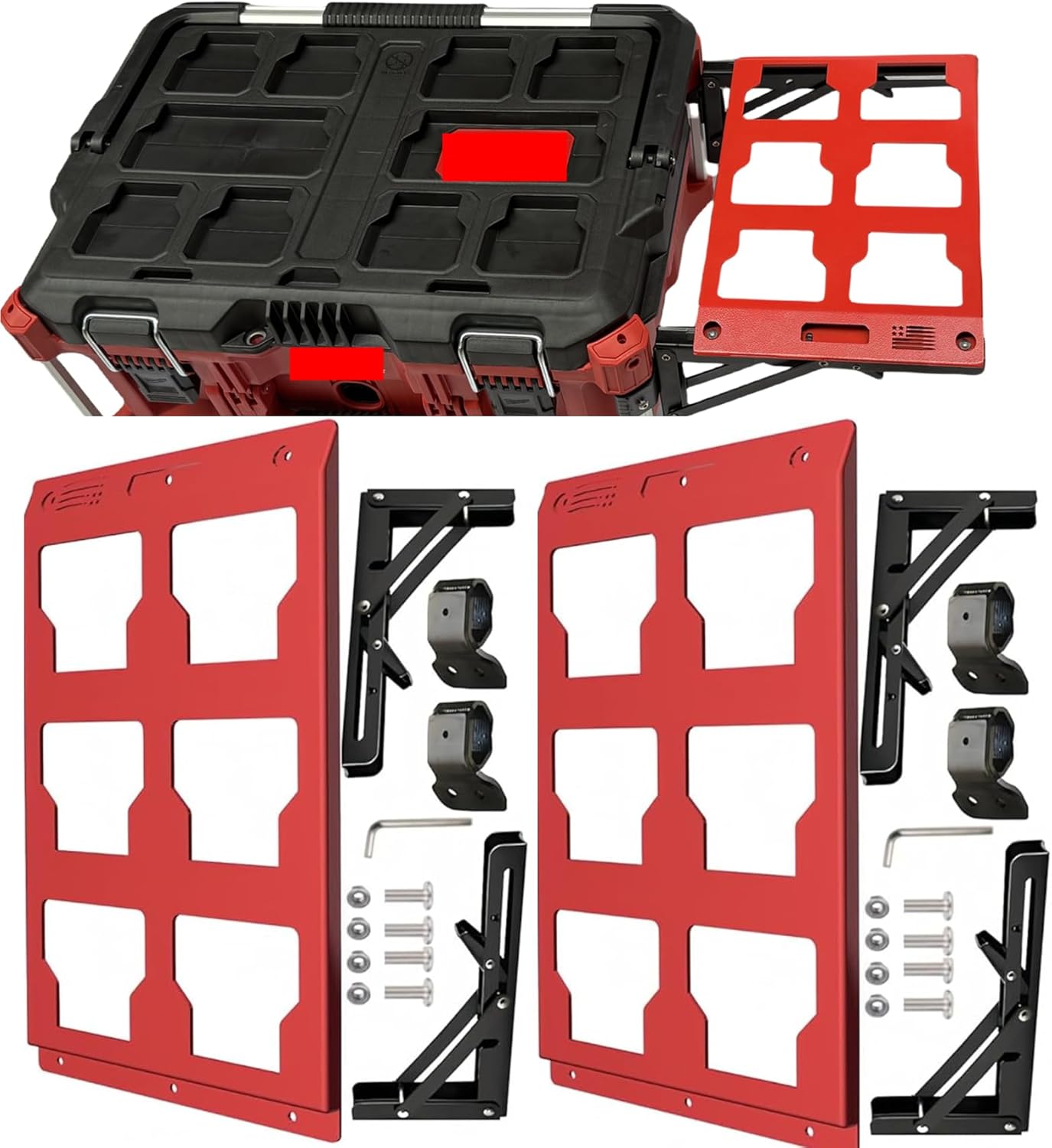 for Milwaukee Packout Compatible Foldable Side Mount Rack Heavy Duty Side Storage Organizer, Wall & Floor Installation, 100LB Capacity, Toolbox Accessory (black, 1)