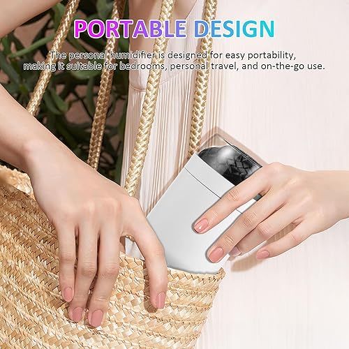 Miniatura 3 de TEHAUX Portable Humidifier with Built LED Light Quiet Desk Diffuser for Office Bedroom Car Aromatherapy Adjustable Mist Modes Usb-powered Nightstand