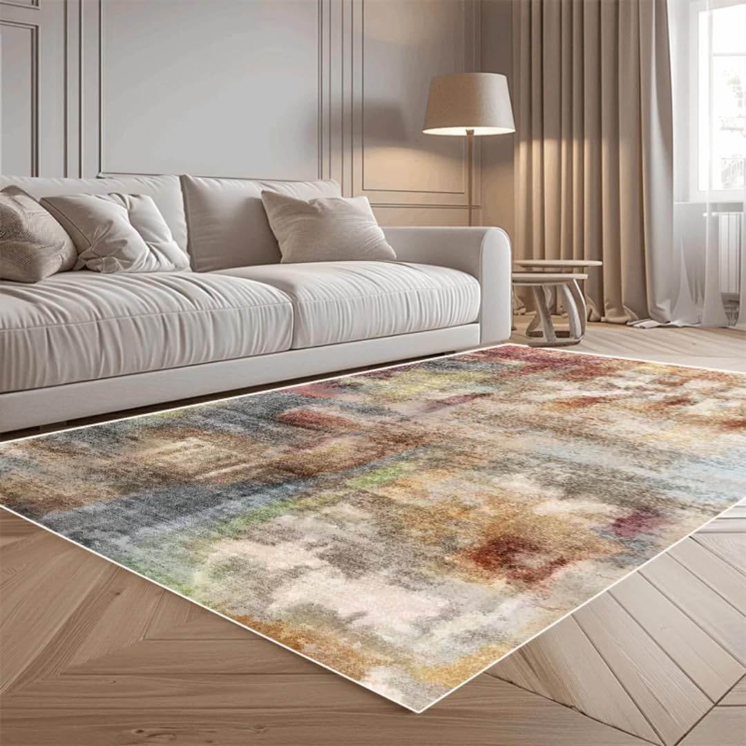 Tapis de Sol Abstrait en Flanelle Douce, Décoration Élégante de Grand Format
