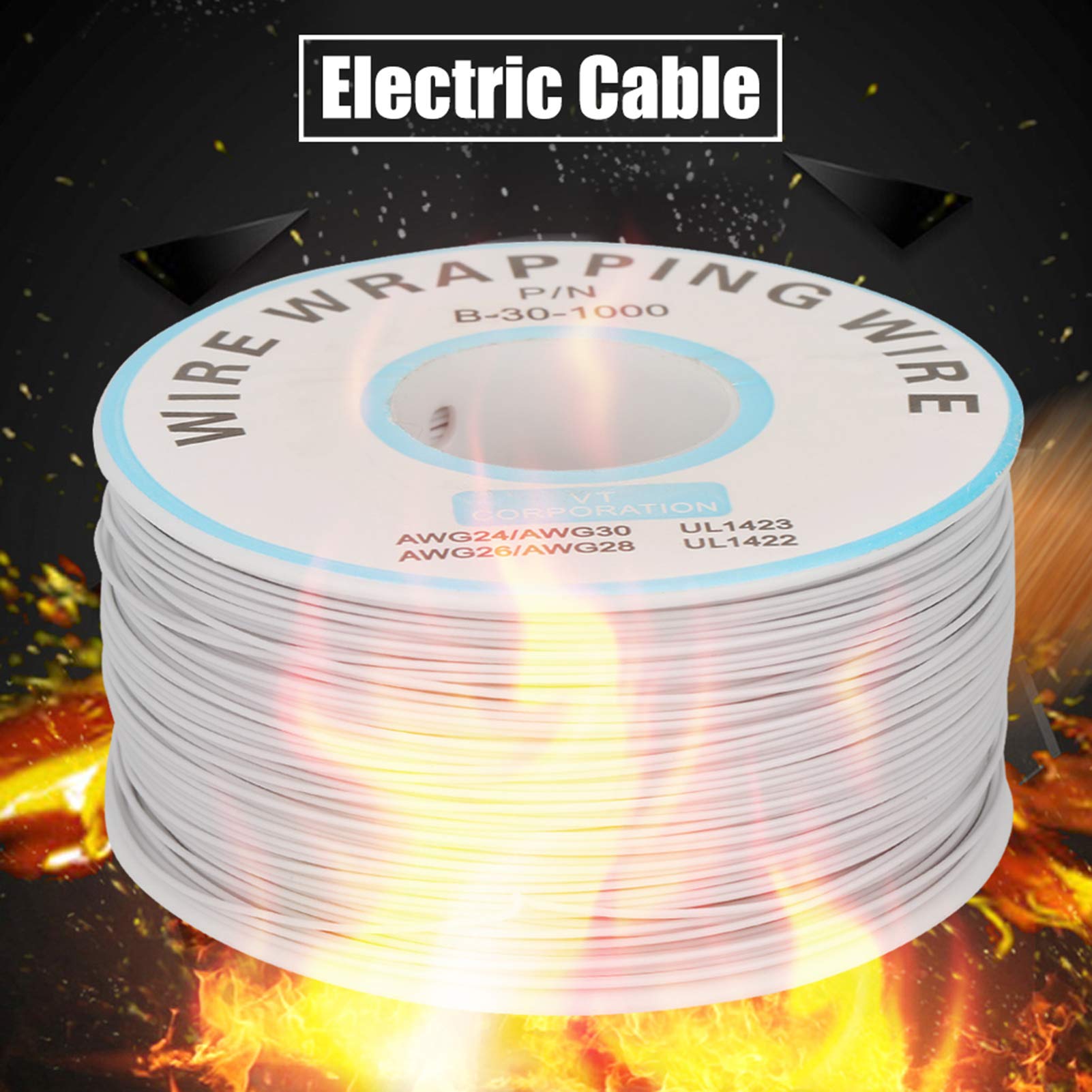 30AWG 0,25 Mm² Elektrische Kabelset 1 Rol Vertind Koperdraad met Siliconenisolatie 5 Verschillende Gekleurde Enkele Koperdraadstreng(wit