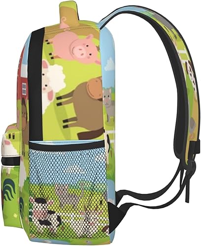 Vista 3 de KiuLoam Lindas mochilas de Koala On The Tree para niños y niñas, mochila preescolar con correa para el pecho, 12 pulgadas, Animales de granja