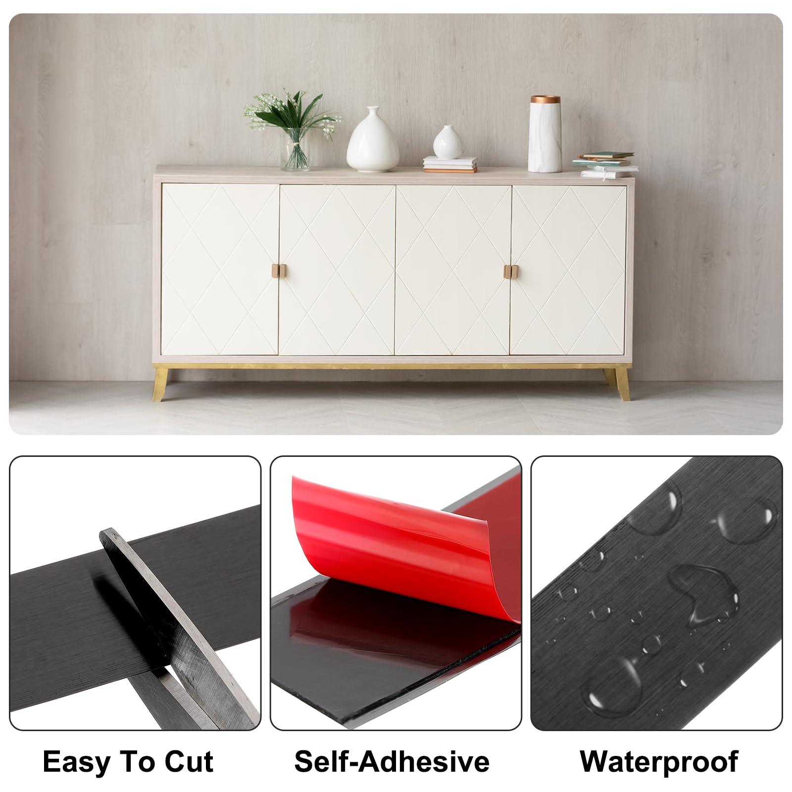 Fascia Parete Autoadesiva In Acciaio Inox Spazzolato | 5 M X 40 Mm | Finitura Elegante | Per Mobili, Porte E Specchi | Installazione Senza Attrezzi
