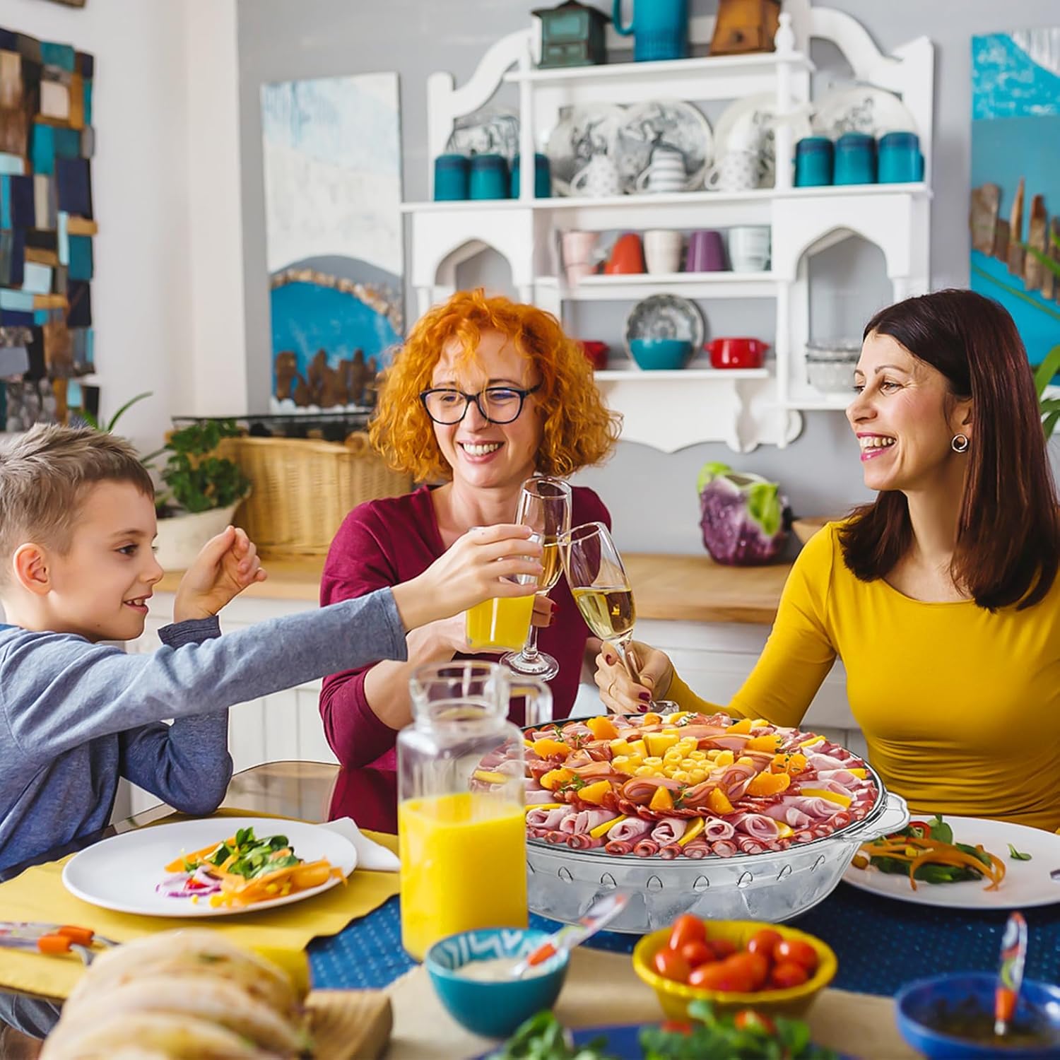 Chilled Serving Trays for Parties, 3 Set 11.8" Compartment Charcuterie Platters for Serving Food Party Shrimp Cocktail Servings Dish Keeps Food Cold for Vegetable Fruit, Cheese, Seafood & Dip - Image 5