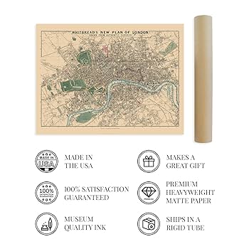 Amazon.co.jp: HISTORIX ロンドン1853年イギリス地図 - 18x24