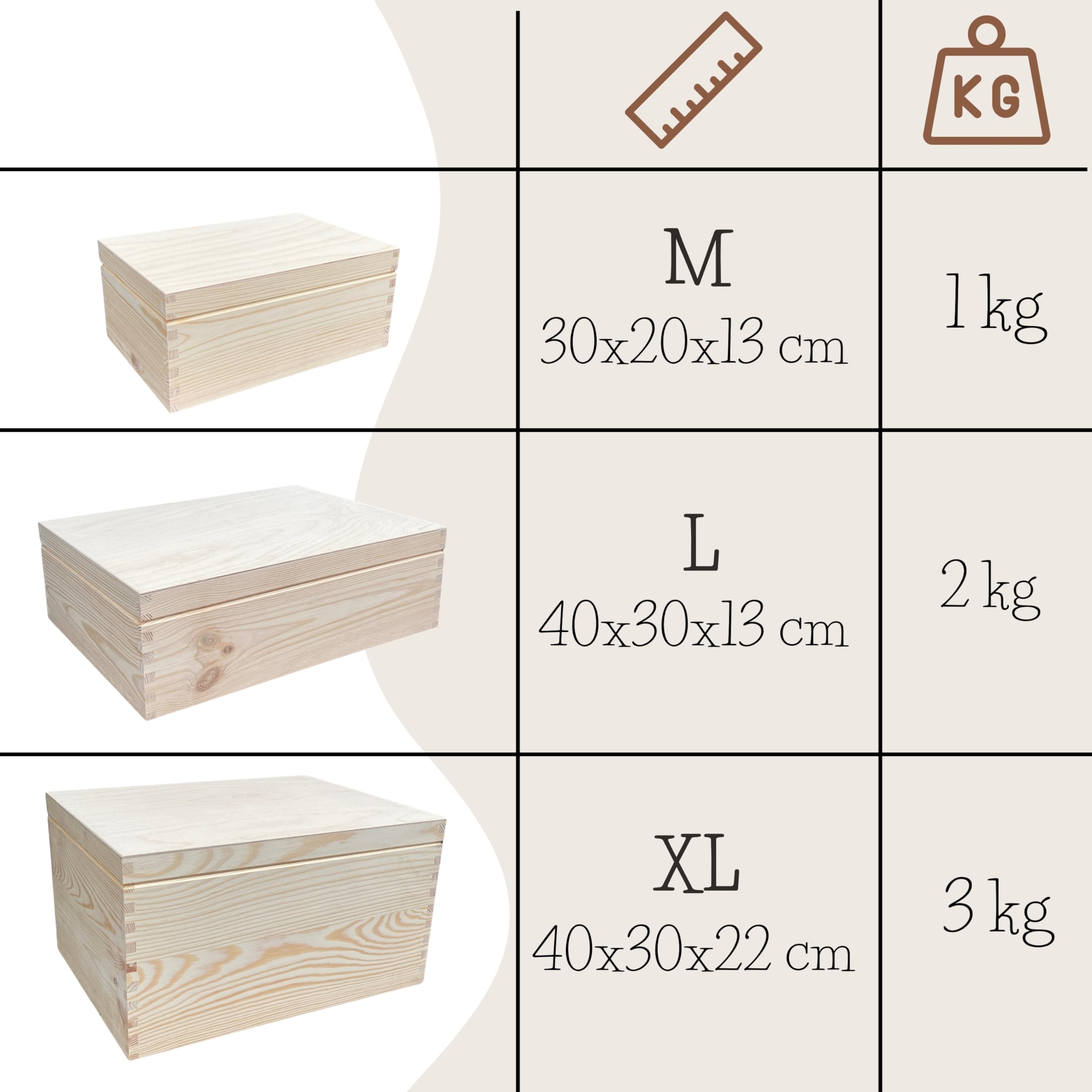 Cassetta Di Legno Di Pino Con Coperchio 40x30x22 Cm - Scatola Fai Da Te Per Conservare O Decorare