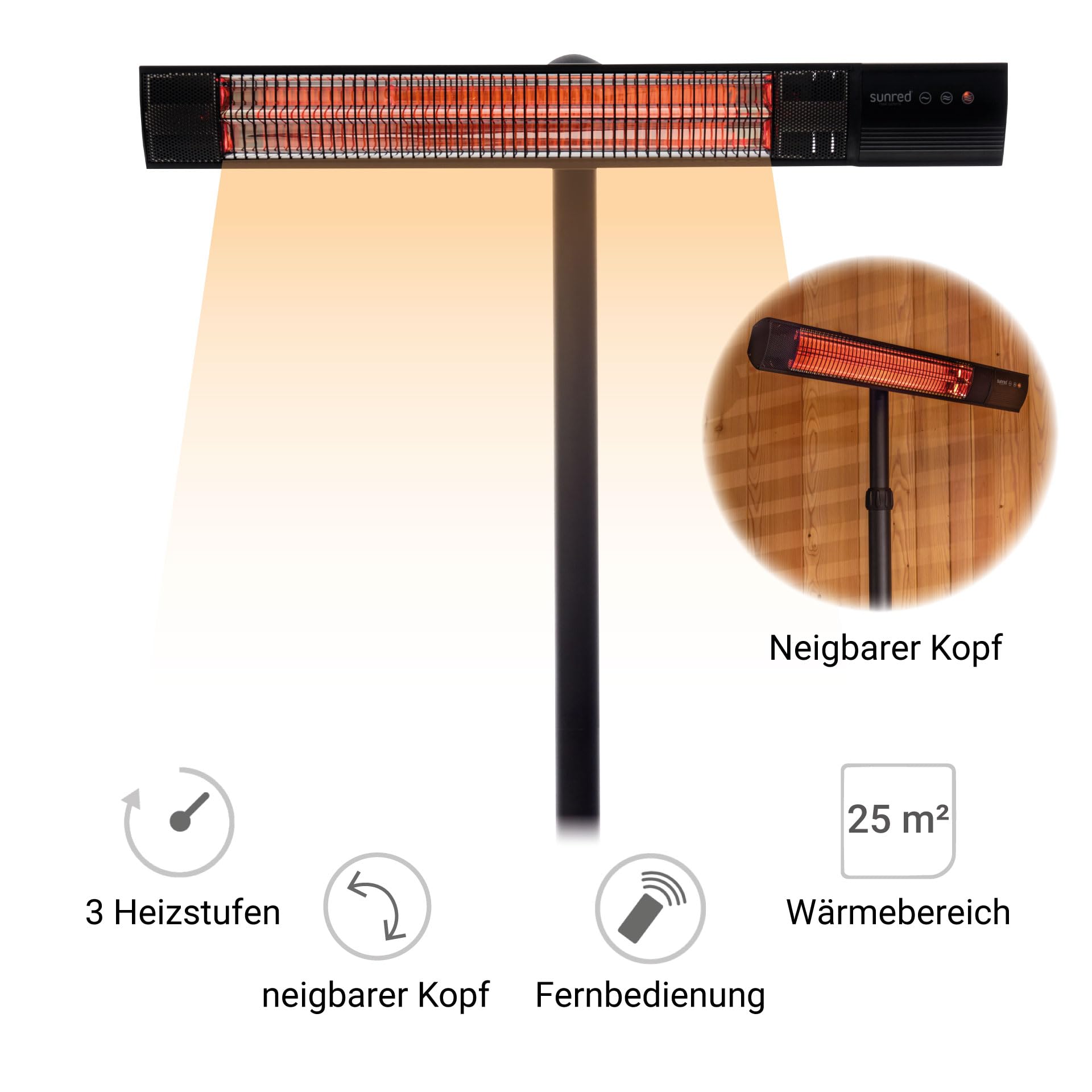 Sunred Grzejnik tarasowy stojący Royal Diamond Dark 2500W różowe złoto