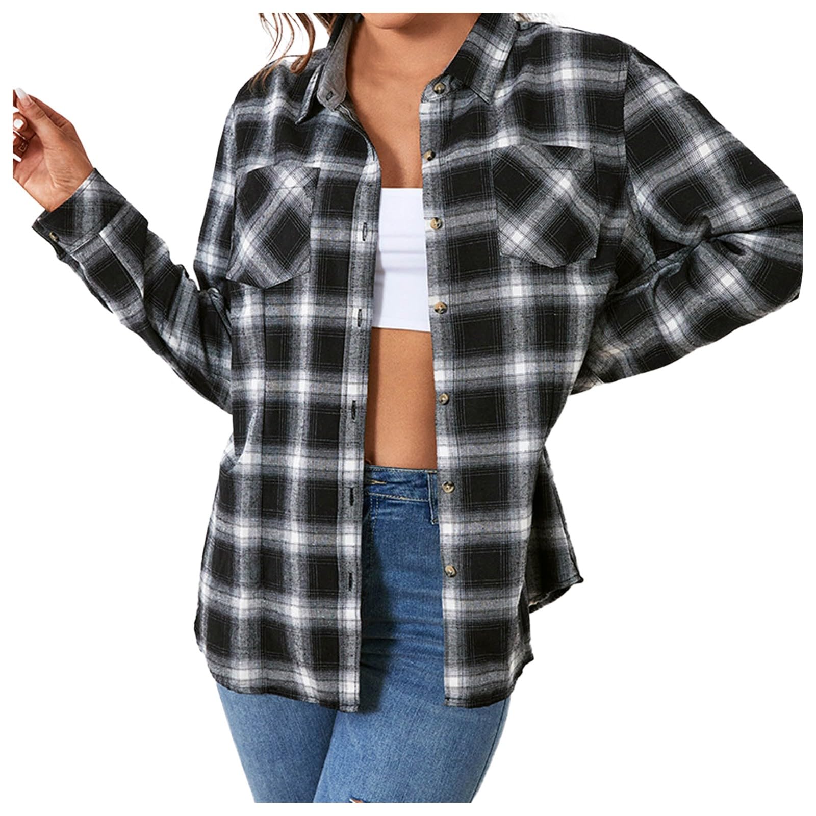 Chemisier Femme Chemise Haut Chic Et Élégant Blouses Oversize Décontractée Tops Casual Tunique Lâche Respirant Couleur Unie Blouse Chemisiers