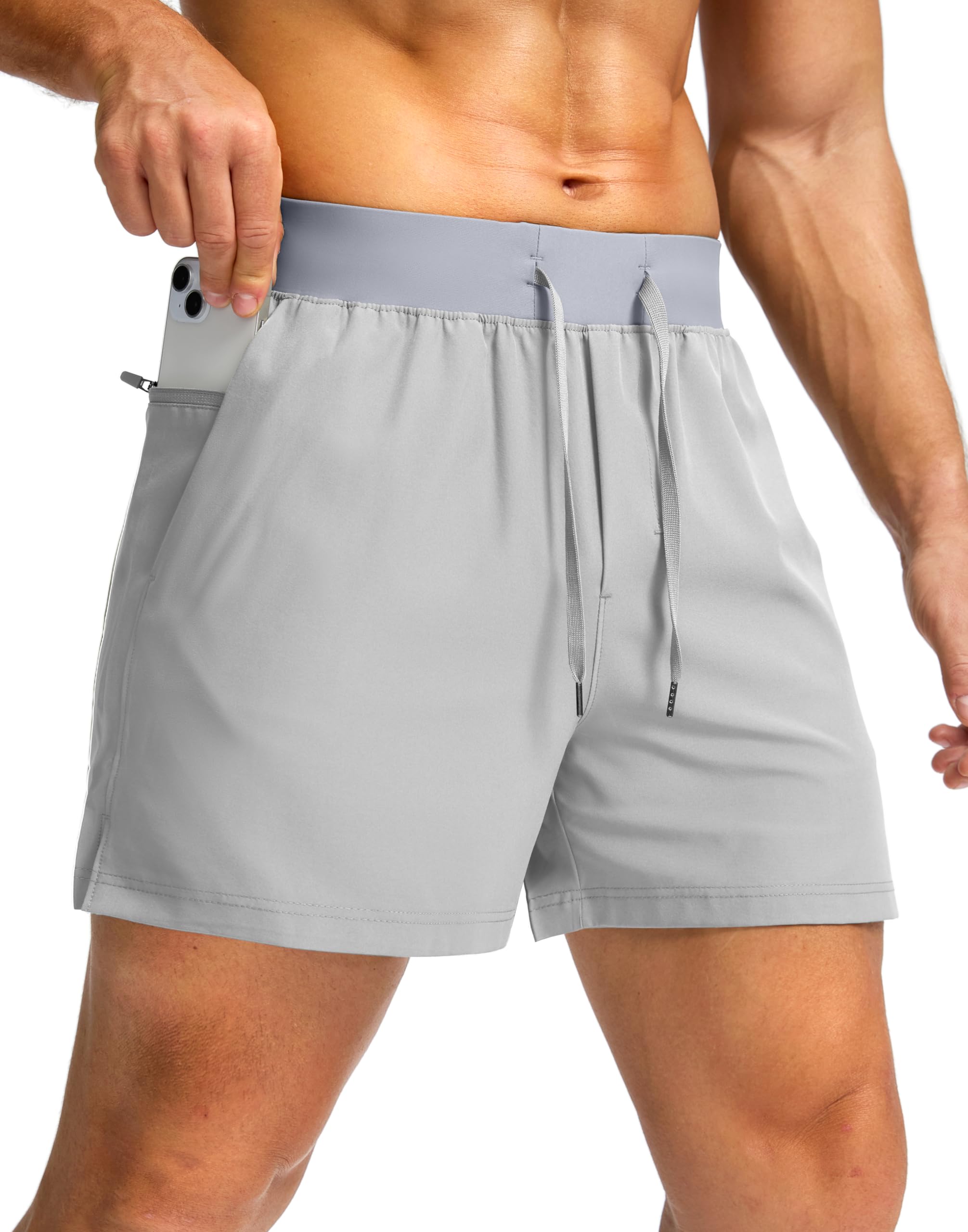 Men's Running Shorts with Zipper Pockets Inch Inch Lightweight Quick  Dry Gym Workout Athletic Shorts for Men