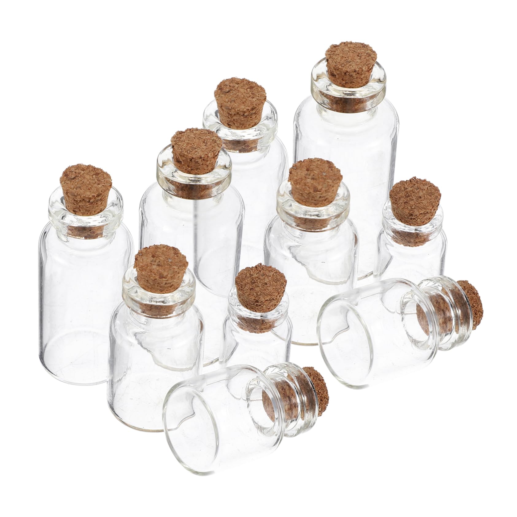 Cabilock 50 Pack Mini Glass Dispensing Bottles Mini Seal Bottles Cork Stopper for Lab Craft Wedding Favor Storage