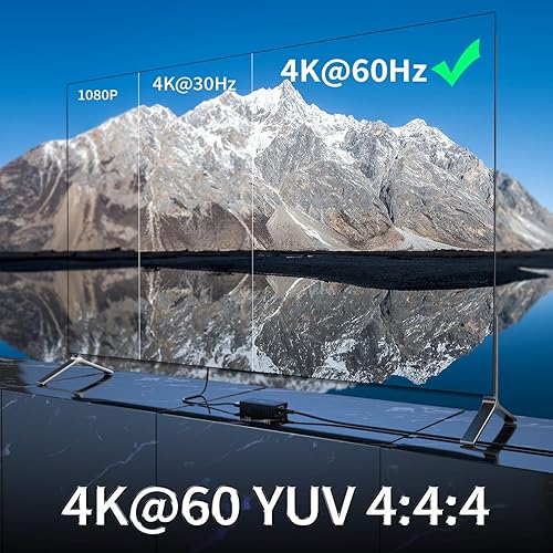 Miniatura 3 de PWAYTEK Extensor HDMI 4K, Ultra HD 4K 60Hz sobre Cat5e6 hasta 200ft60m, audio y video extendidos, soporta bucle out, IR, HDCP 2.21.4 YUV 444