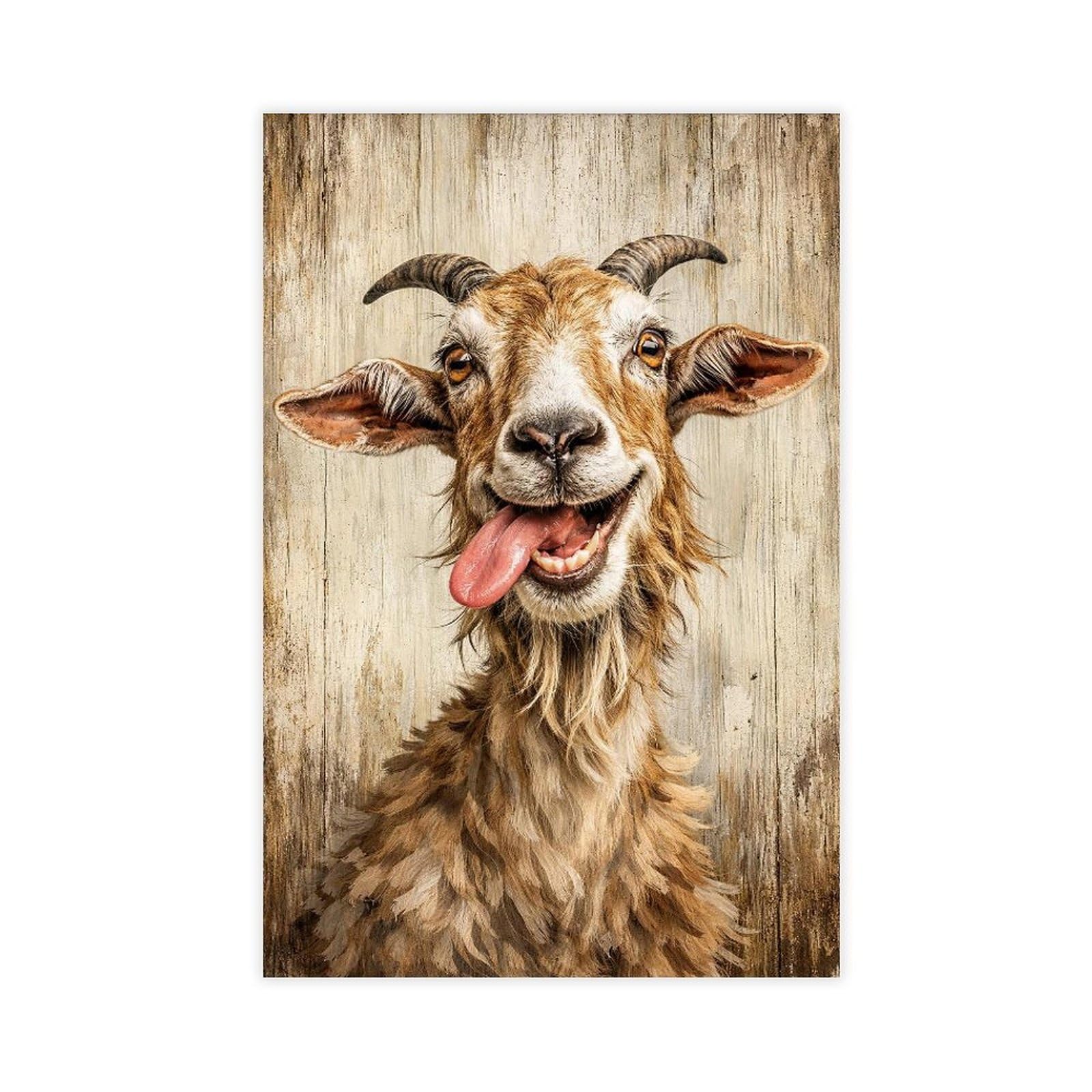Qnvjqkdsi Unframe Funny Goat Portrait Art Canvas Poster Bedroom Decor Landscape Office Room Decor Gift 24" L X 36" W