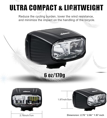 Vista 5 de Bike Lights for Night Riding - Aidisun Front Bicycle Light with High/Low Beam 1000 Lumens LED Bike Headlight Rechargeable, Lightweight, Max 12 Hours