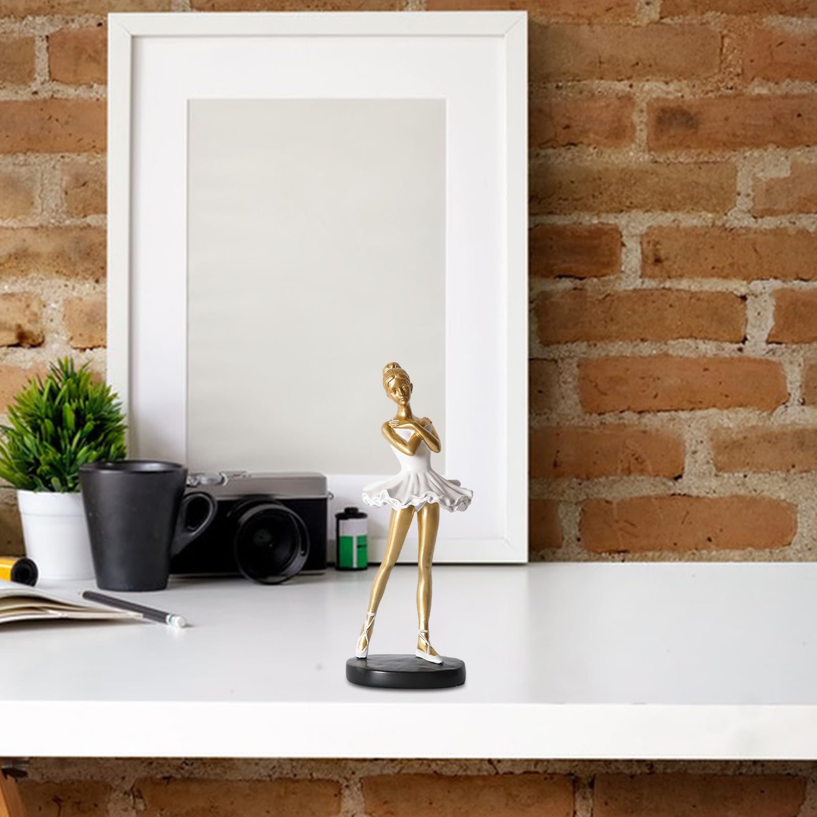 27 cm figurki dziewczyny baleriny baletnicy tancerka statuetka artystyczna rzeźba figurka żywica dekoracja domu ozdoba na biurko, statuetka na biurko / jadalnię / regał na książki (złoty, C)