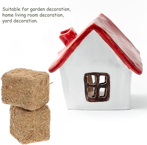 Miniatura 5 de 4 pacas de paja decorativas para decoración de otoño, pequeñas balas de paja para casa de muñecas, establos de juguetes (cuadrado)