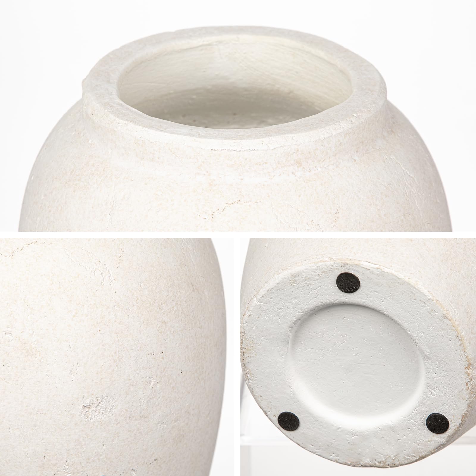 Hohe 27cm Keramikvase Handgemachte Vintage Vasen Terrakotta-Vase Tischvase aus Keramik für Deko Wohnzimmer Home Office, Vase für Pampasgras, Rustikales Antikes Dekor, Creme