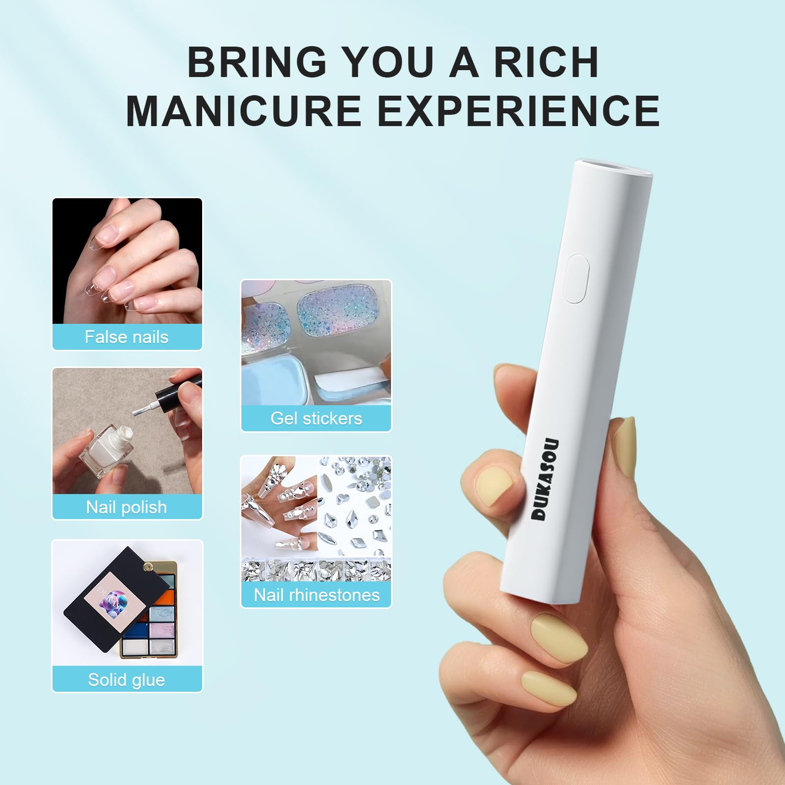 Mini lámpara de uñas LED portátil para esmalte de gel - Secador de uñas USB recargable inalámbrico para curado rápido, arte de manicura casera 6