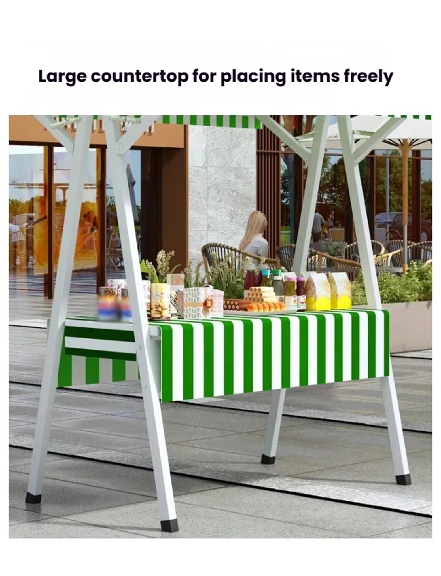 Carrelli per bancarelle del Mercato, espositori per bancarelle del Mercato per venditori ambulanti, carretto per Cibo da Strada con Ruote, Ripiani modulari Portatili, Pronti per Food Truck -