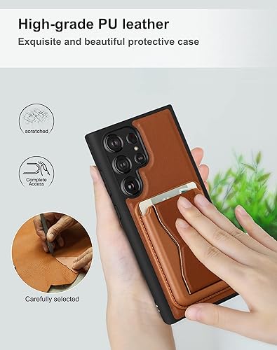 Miniatura 5 de Funda para Samsung Galaxy S23 Ultra, cuero + TPU, con tarjetero con soporte, anticaídas, duradera, protección de cuerpo completo, funda para