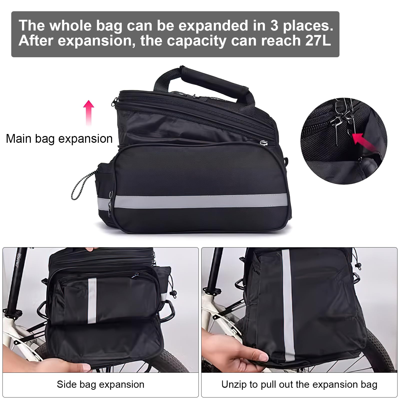 Borsa Portabagagli Per Bici - 10-27 Litri, Impermeabile, Riflettente, Per MTB E Viaggi - Foto 11