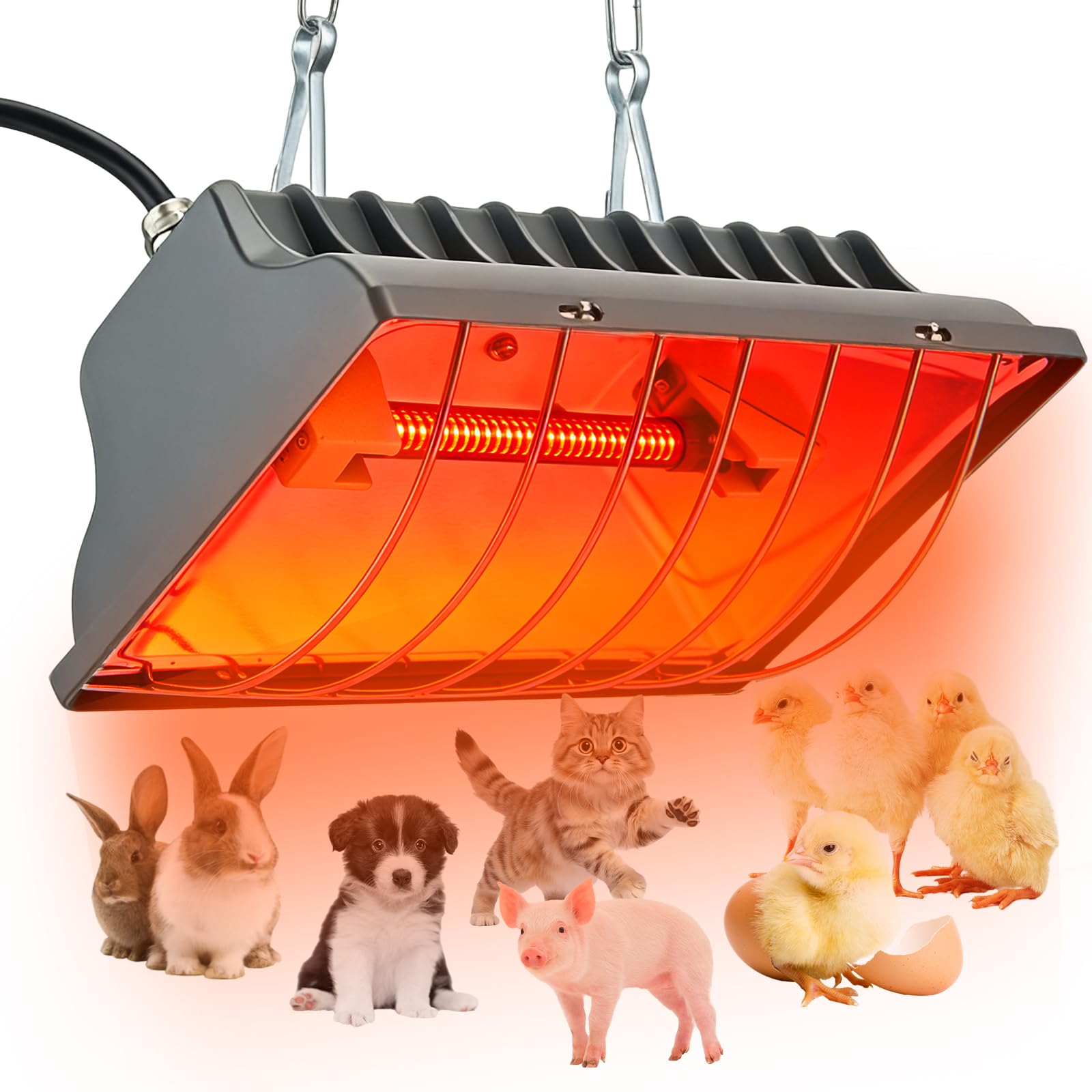 Wärmelampe Hühner, 300W/150W Kohlefaser-Heizlampe Wärmelampe- Hühnerstall, Hühnerstall Heizung mit 1.8 meter Kabel, Wasserdicht Hängende Wärmelampen Tiere für Küken, Ferkel, Hasenstall