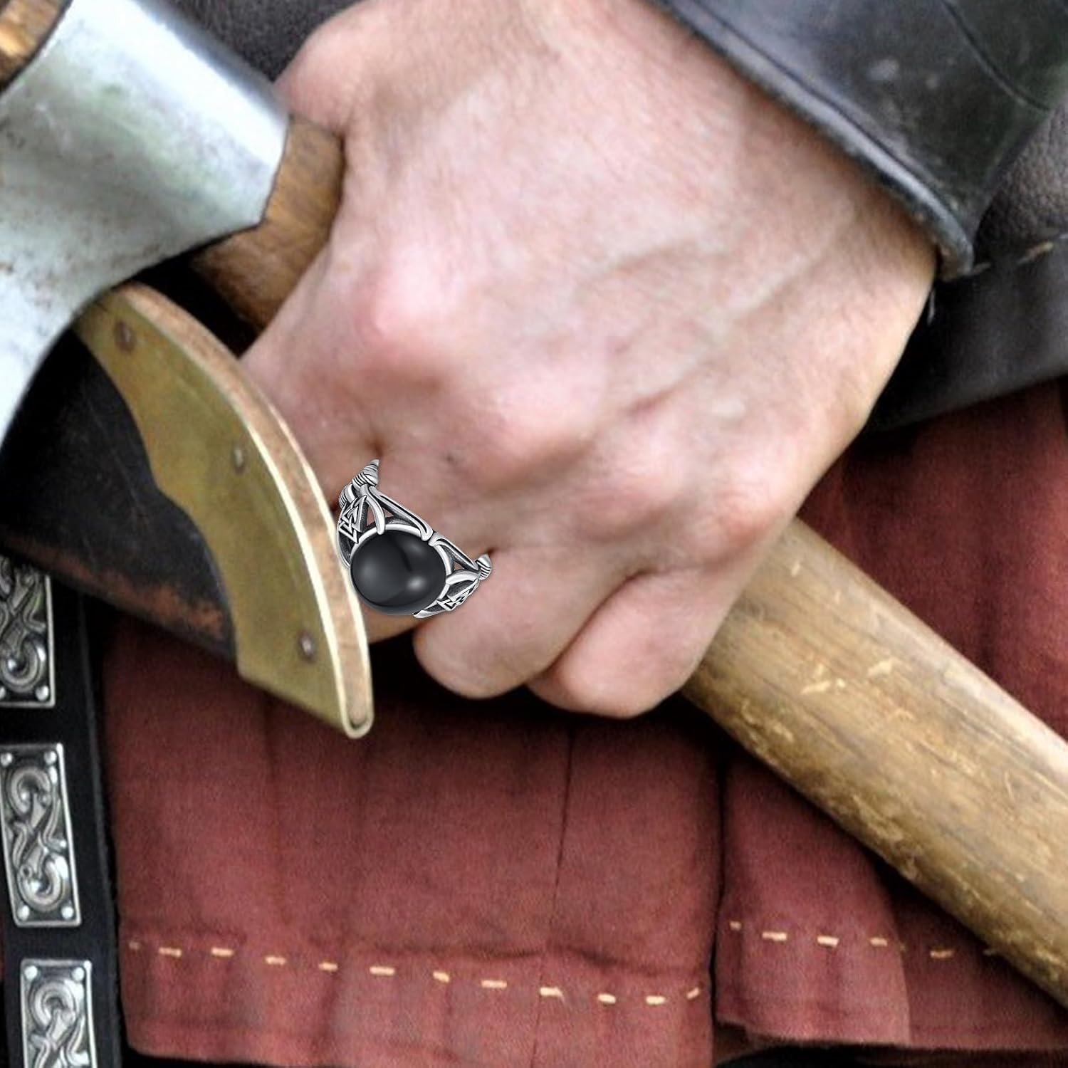 Viking Ring Jewelry Sterling Sliver Black Punk Ring Viking Ring Fashion Norse Hunter Rings Celtic Gift For Men - Image 5