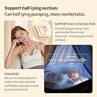 Vista 5 de Springhope No.538 Extractor de leche portátil, 3 modos, 12 niveles con aplicación, extractor de leche eléctrico, portátil, de bajo ruido, manos
